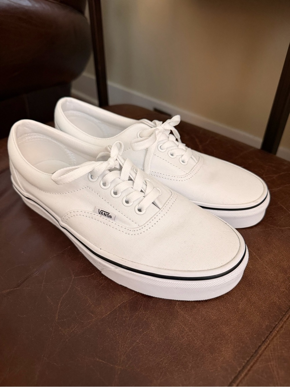Vans Era True White Canvas Low-Top Sneakers, Women’s Size 9. New Without Tags.